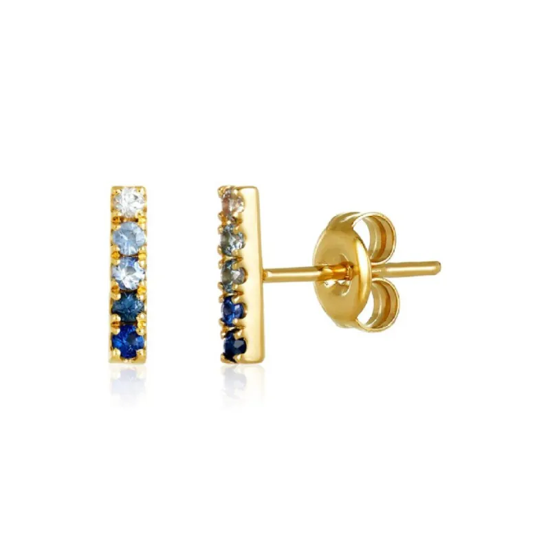 Sapphire Ombre Bar Stud sold by LINDSEY LEIGH JEWELRY