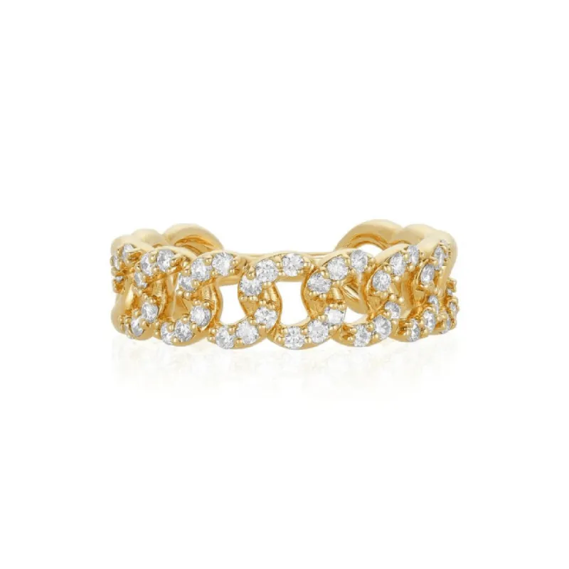Pave Chain Link Ring sold by LINDSEY LEIGH JEWELRY