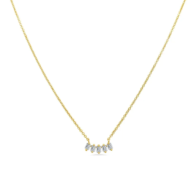 Dainty Baguette Curve Necklace sold by LINDSEY LEIGH JEWELRY