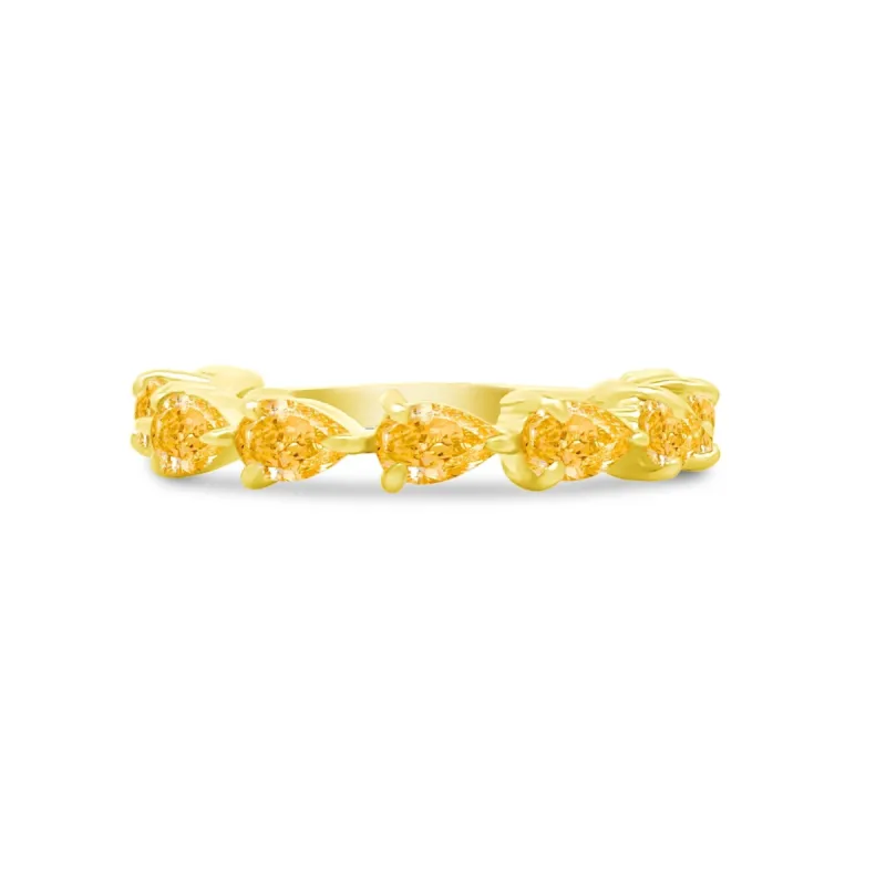 Large Citrine Chasing Pear Band sold by LINDSEY LEIGH JEWELRY