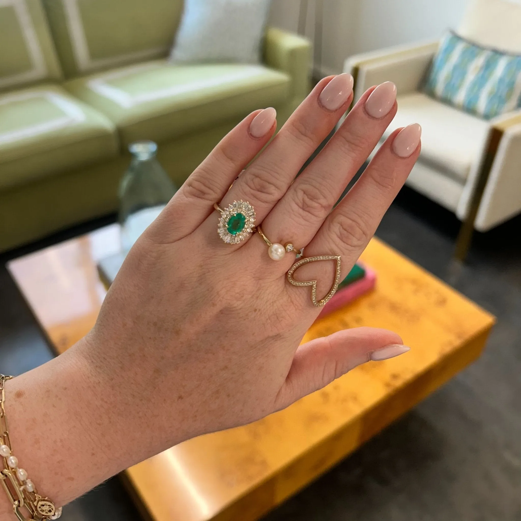 1.43ct Emerald Sunburst Ring sold by LINDSEY LEIGH JEWELRY product image thumbnail 4