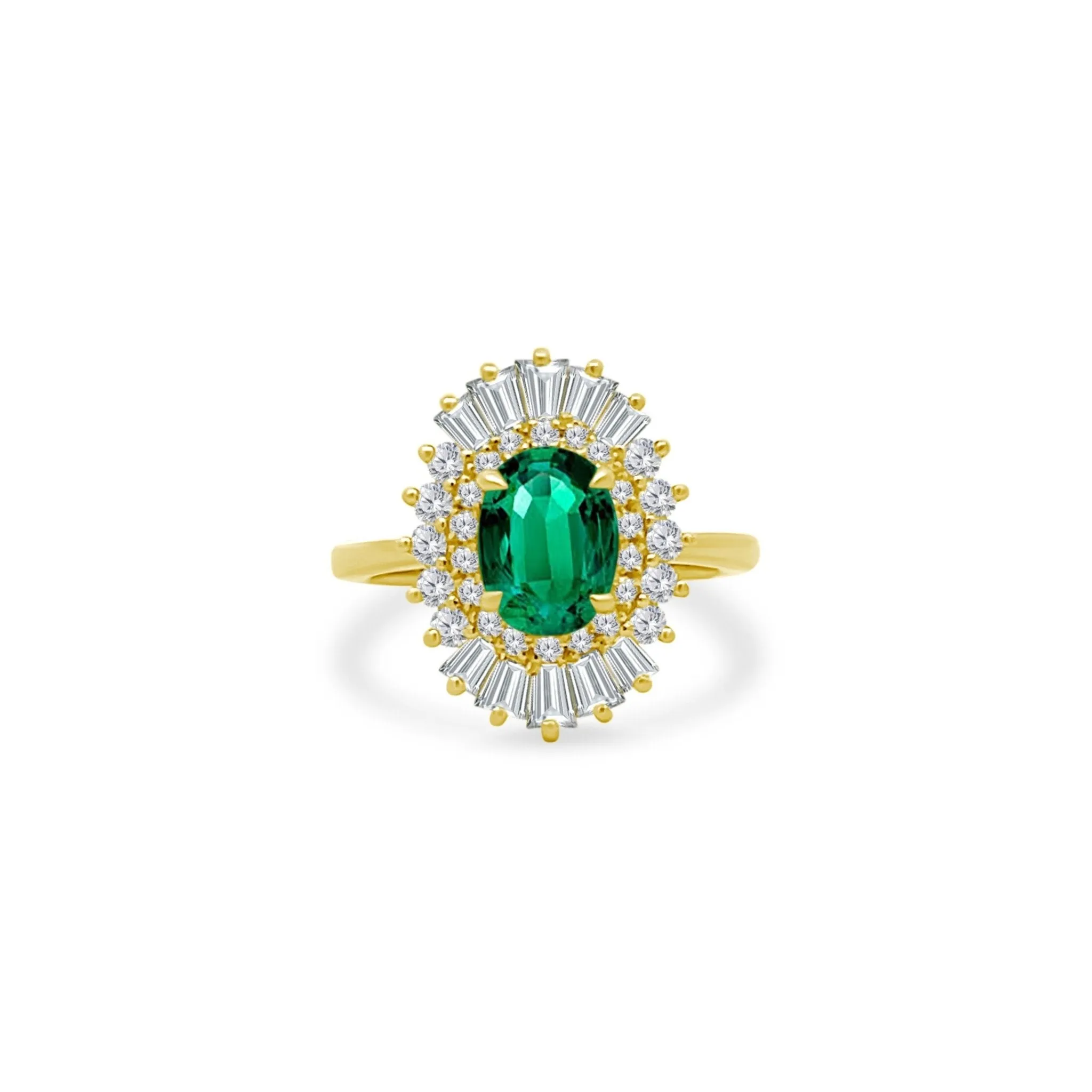 1.43ct Emerald Sunburst Ring sold by LINDSEY LEIGH JEWELRY