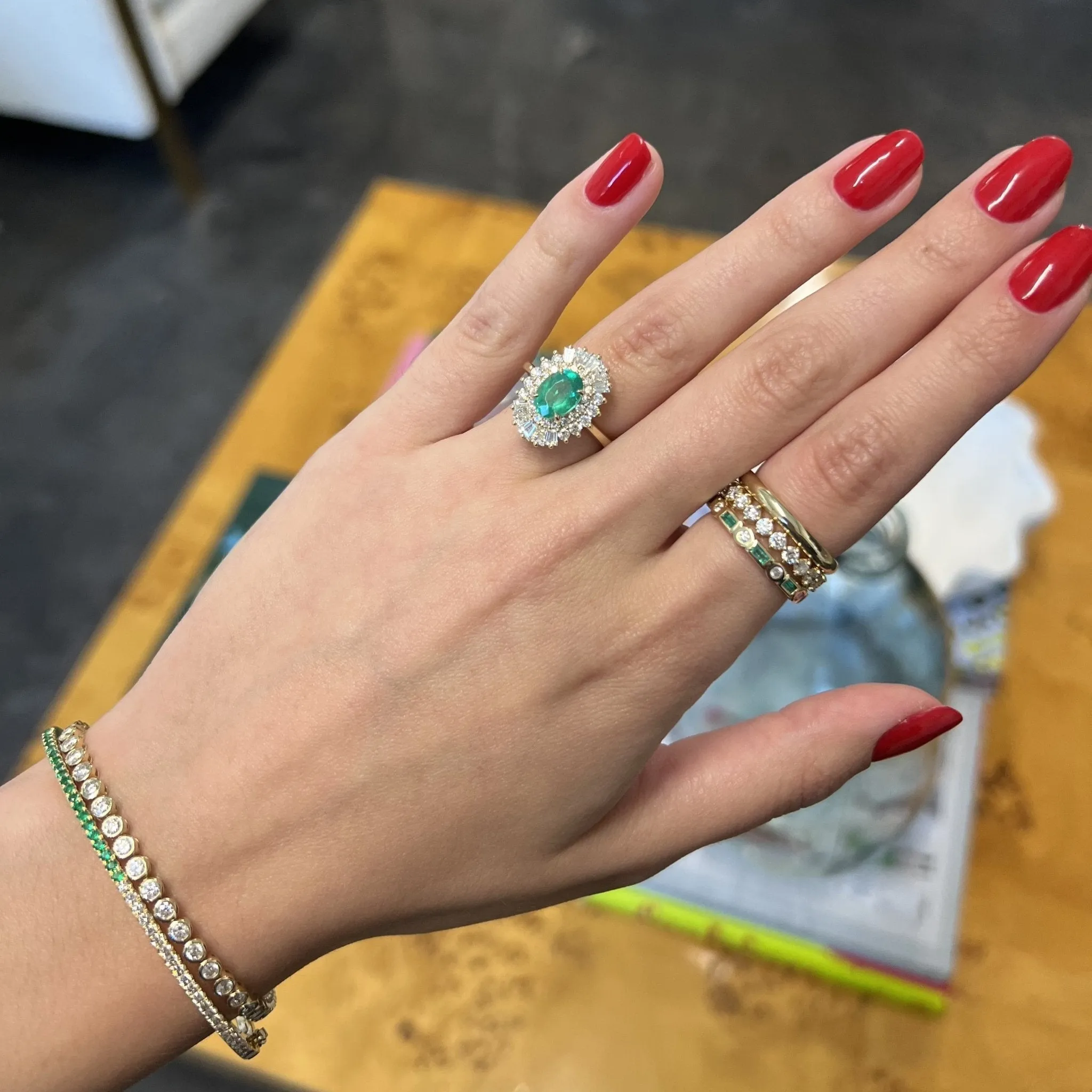 1.43ct Emerald Sunburst Ring sold by LINDSEY LEIGH JEWELRY product image thumbnail 2