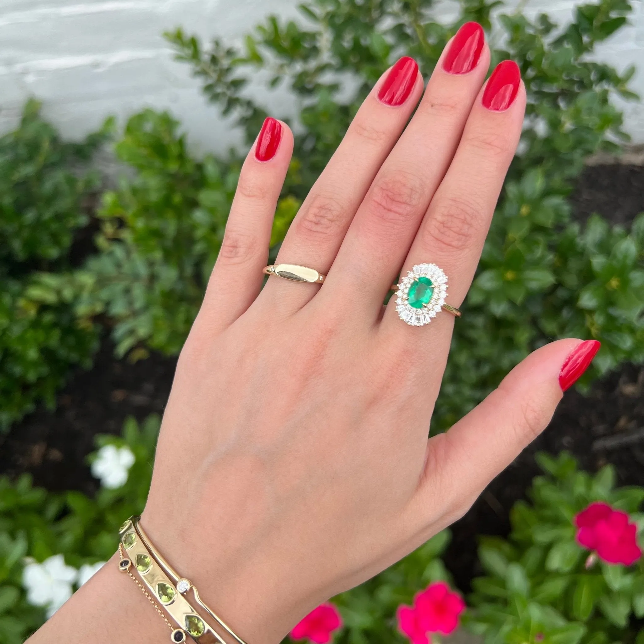 1.43ct Emerald Sunburst Ring sold by LINDSEY LEIGH JEWELRY product image thumbnail 3