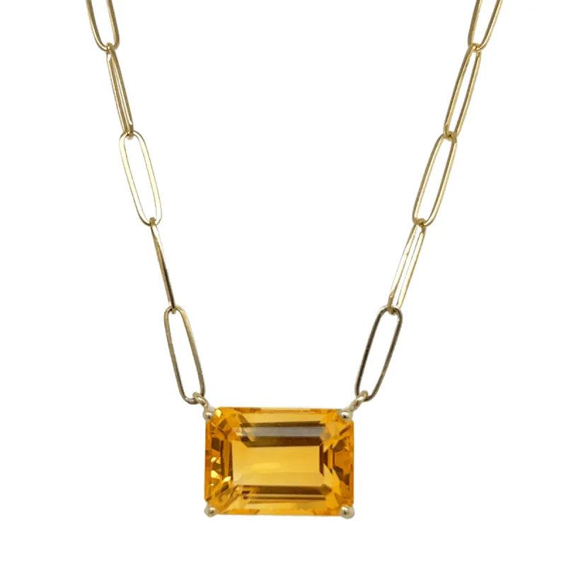 Basket Set Citrine Paper Clip Necklace sold by LINDSEY LEIGH JEWELRY