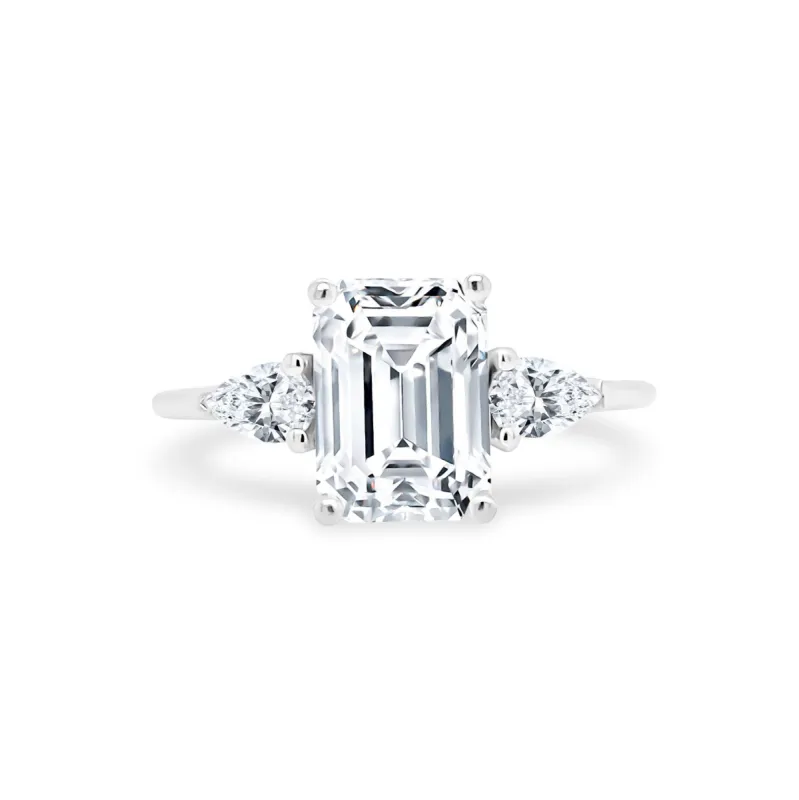 Emerald Cut with Pear Cut Side Stones sold by LINDSEY LEIGH JEWELRY
