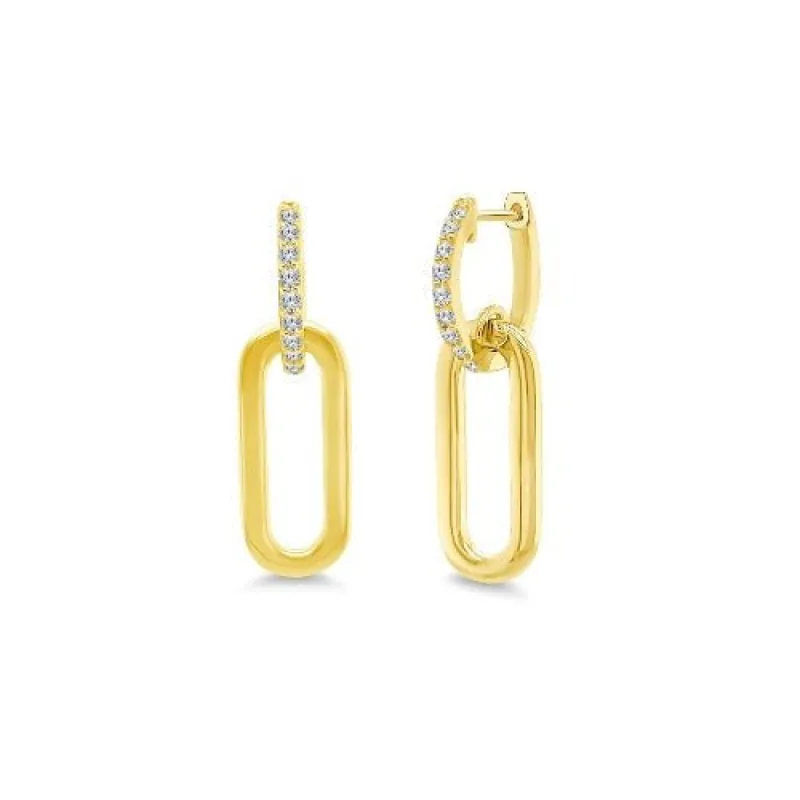 Gold Link & Pave Dangle Earrings sold by LINDSEY LEIGH JEWELRY