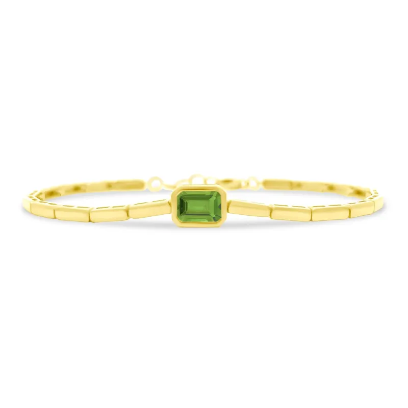 Gold Bar & Gemstone Bezel Bracelet sold by LINDSEY LEIGH JEWELRY