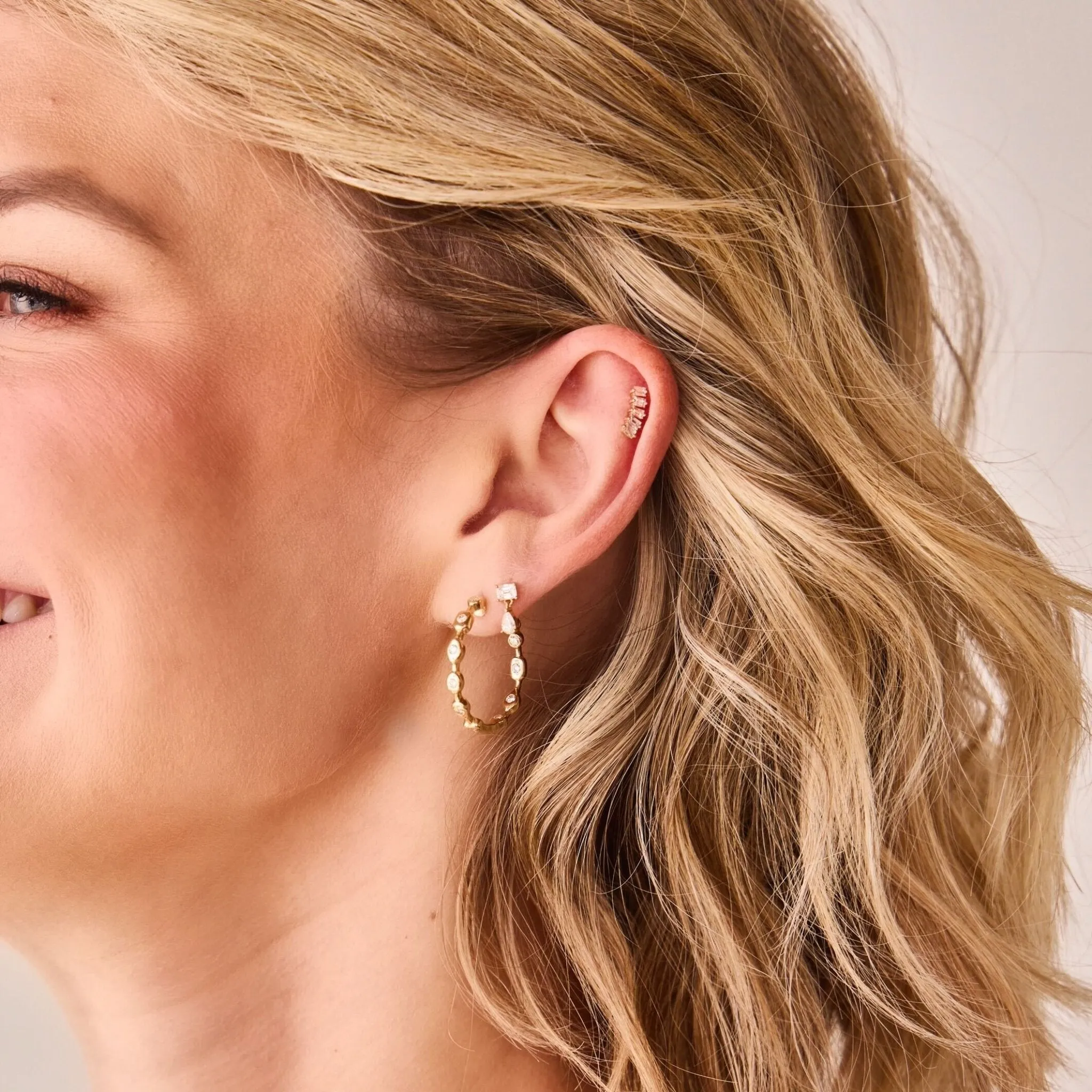 Emerald Cut & Pear Diamond Dangle Studs sold by LINDSEY LEIGH JEWELRY product image thumbnail 3