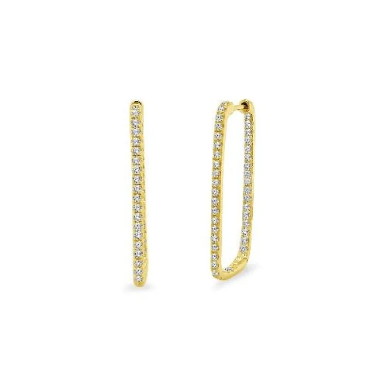 Inside Out Rectangular Diamond Hoops sold by LINDSEY LEIGH JEWELRY