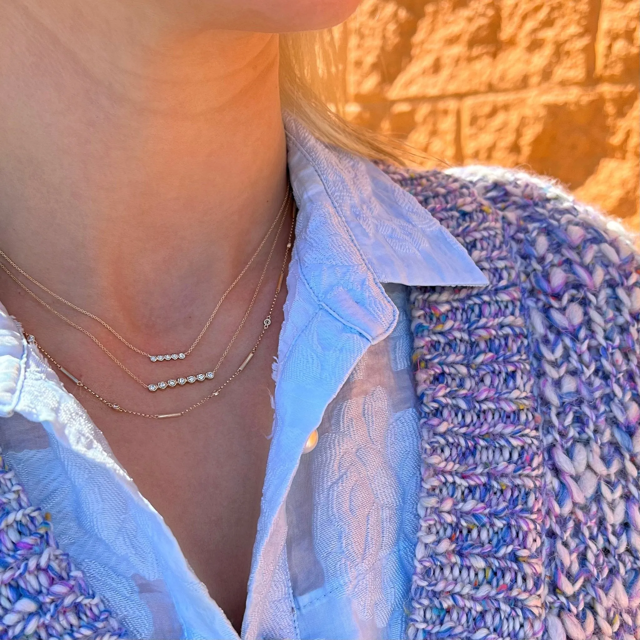 Diamond Bezel Bar Necklace sold by LINDSEY LEIGH JEWELRY product image thumbnail 2