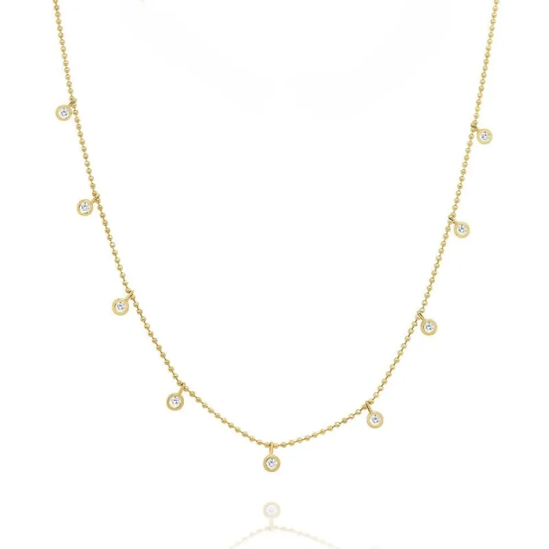 Diamond Bezel Bead Necklace sold by LINDSEY LEIGH JEWELRY