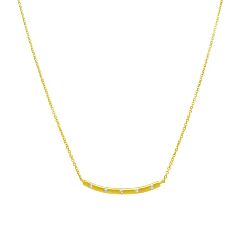 Five Diamond Curve Bar Necklace sold by LINDSEY LEIGH JEWELRY