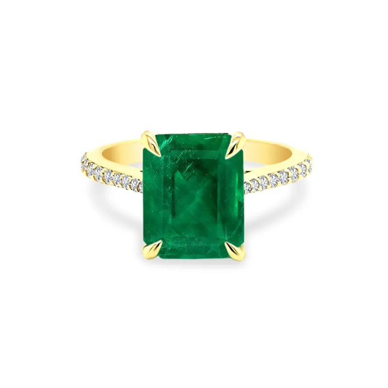 Emerald Gemstone with Diamond Band sold by LINDSEY LEIGH JEWELRY