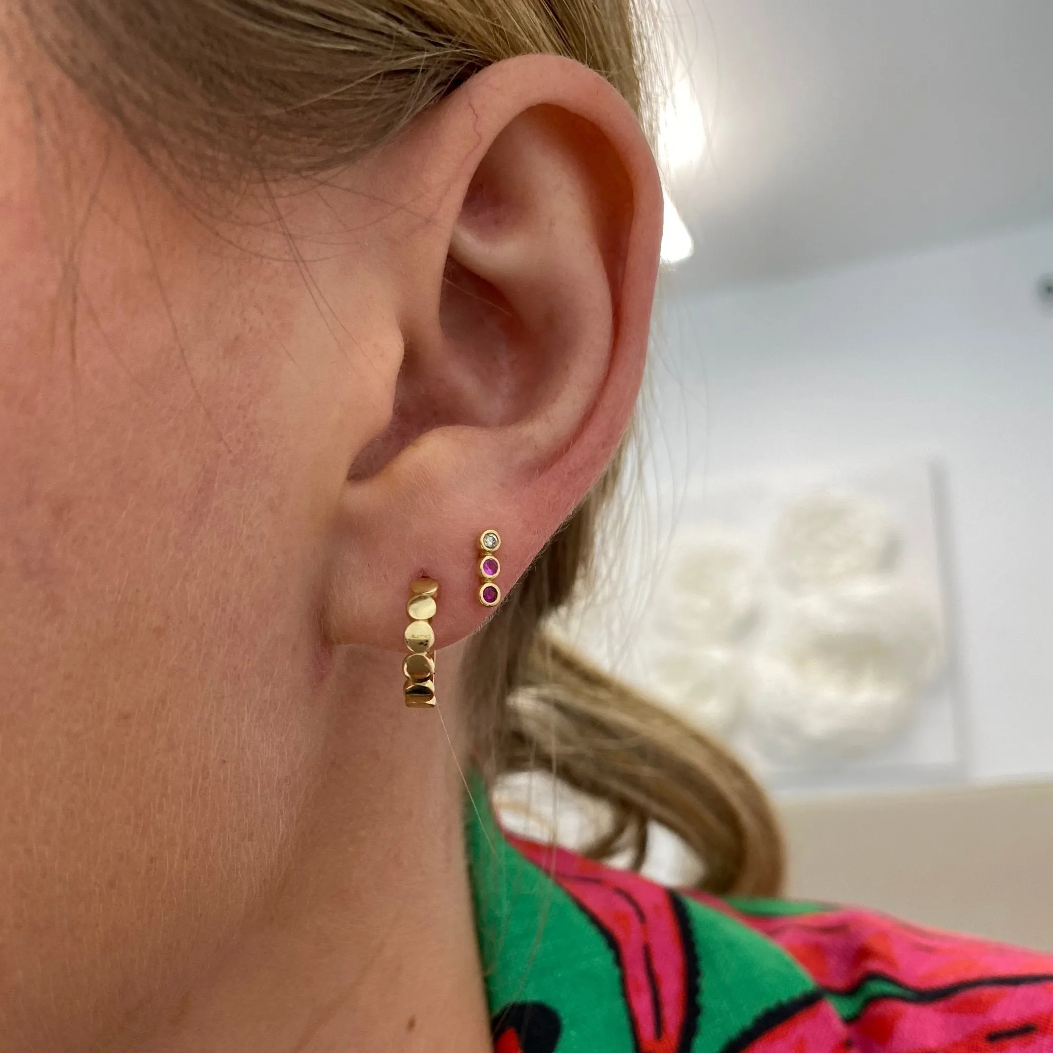 Gold Disc Huggies sold by LINDSEY LEIGH JEWELRY product image thumbnail 3