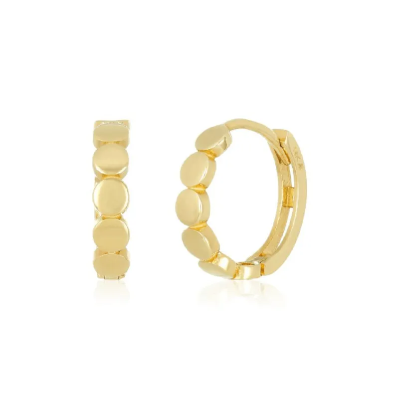 Gold Disc Huggies sold by LINDSEY LEIGH JEWELRY