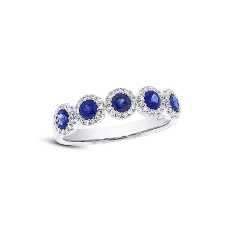 Sapphire & Diamond Halo Band sold by LINDSEY LEIGH JEWELRY
