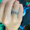 Sapphire & Diamond Halo Band sold by LINDSEY LEIGH JEWELRY