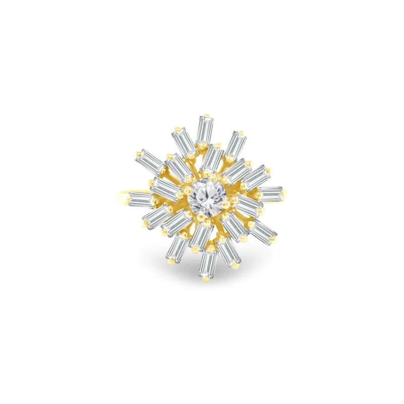Straight Baguette Burst Ring sold by LINDSEY LEIGH JEWELRY