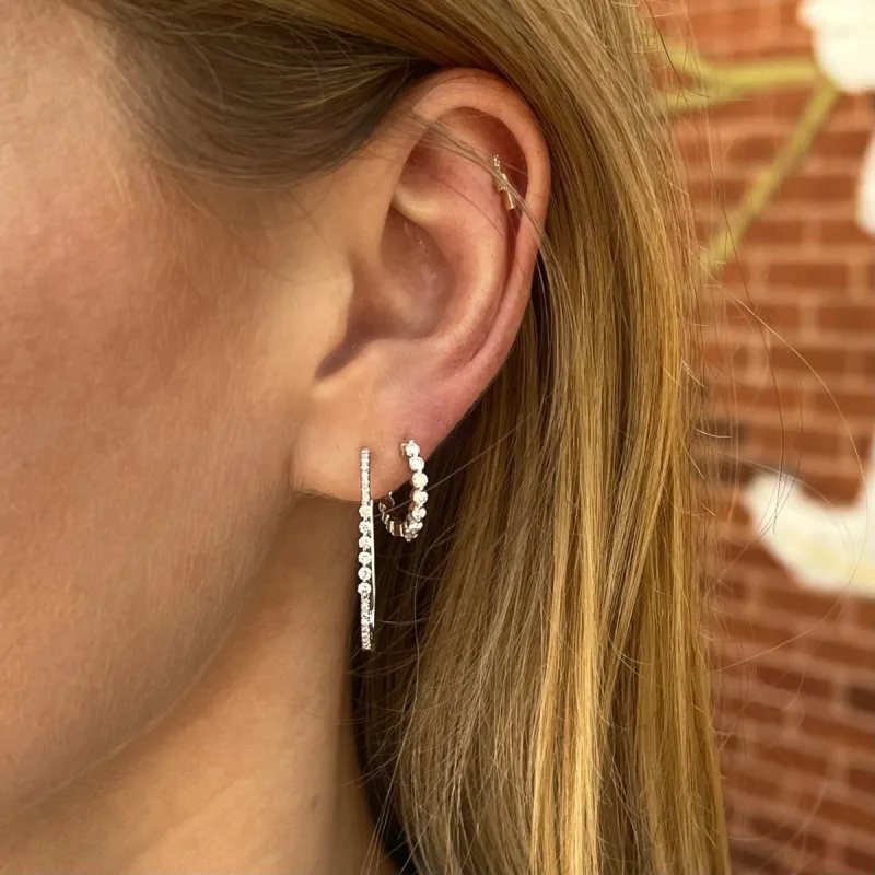 Single Prong Small Diamond Hoops sold by LINDSEY LEIGH JEWELRY