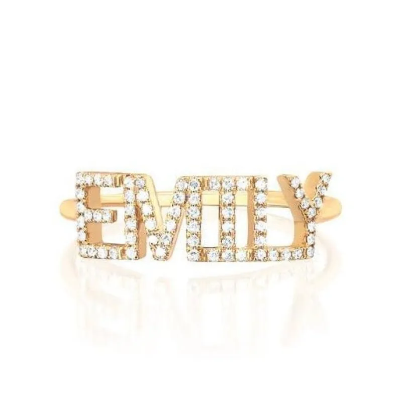 Diamond Personalized Name Ring sold by LINDSEY LEIGH JEWELRY
