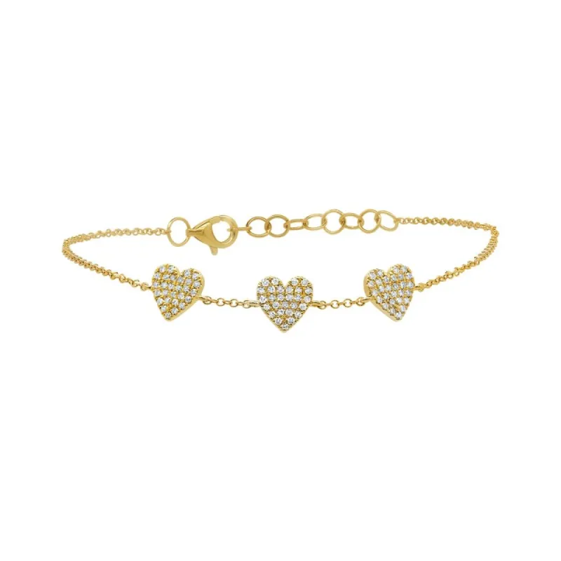 Pave Heart Station Bracelet sold by LINDSEY LEIGH JEWELRY