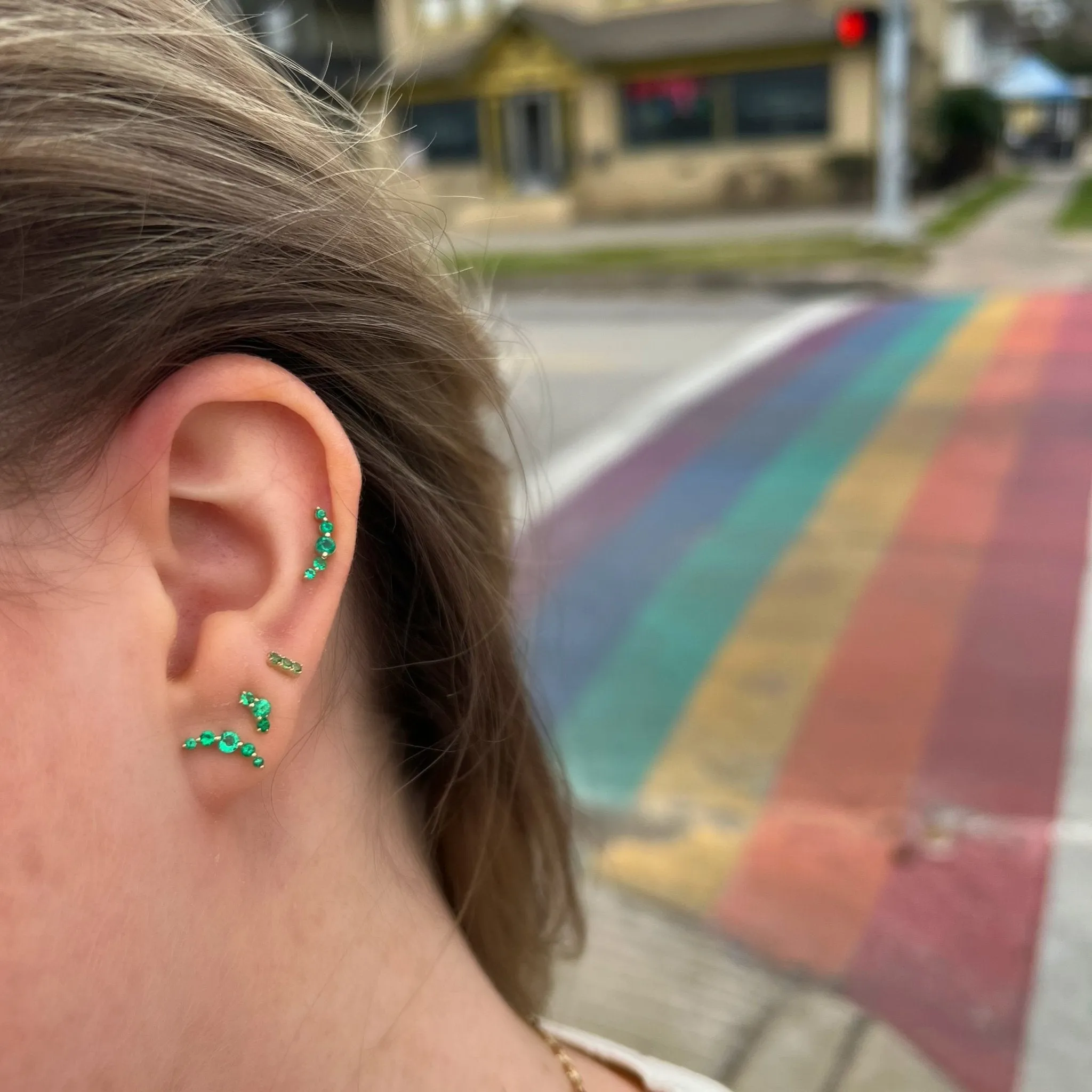 Petite Tsavorite Bar Stud sold by LINDSEY LEIGH JEWELRY product image thumbnail 4