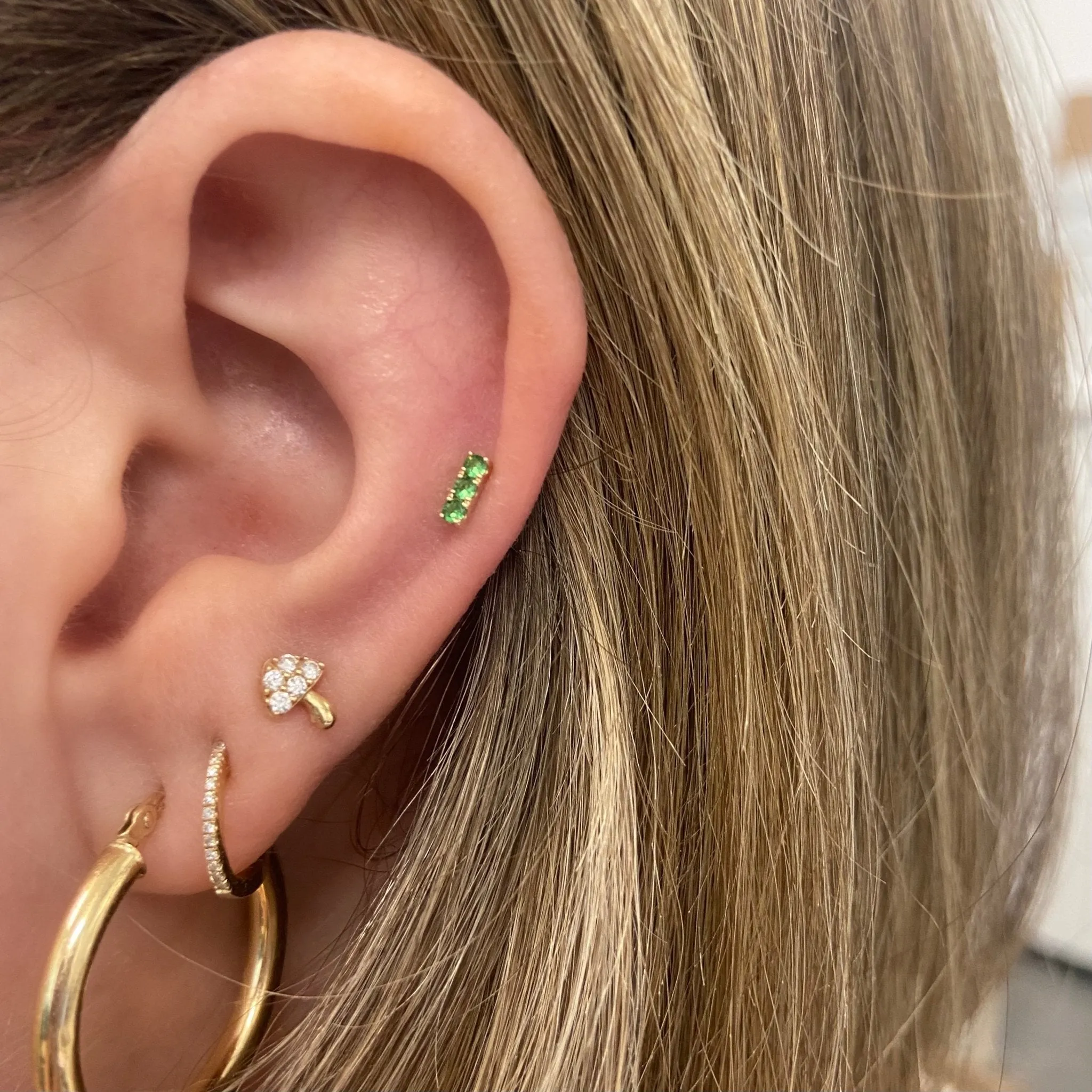 Petite Tsavorite Bar Stud sold by LINDSEY LEIGH JEWELRY product image thumbnail 2