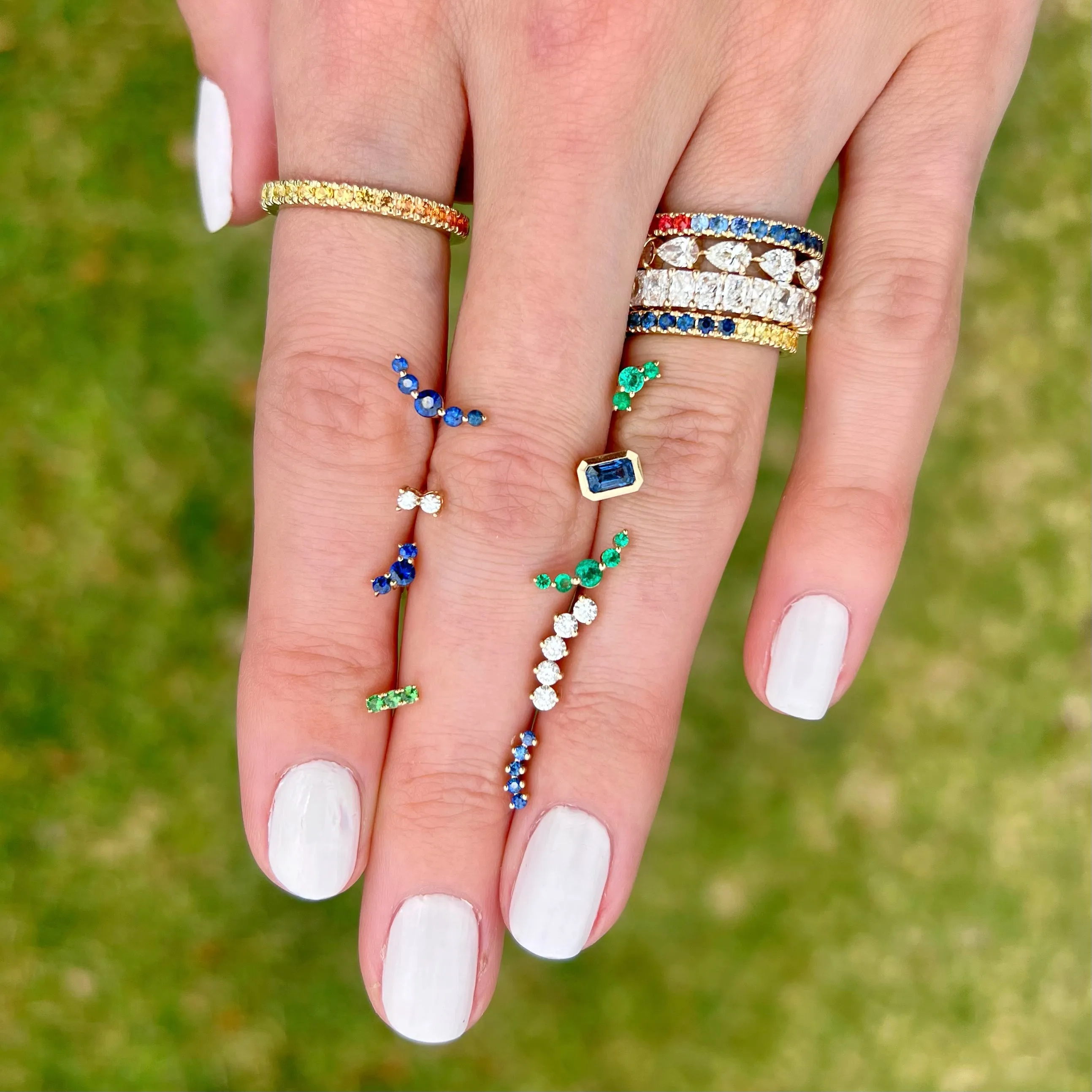 Petite Tsavorite Bar Stud sold by LINDSEY LEIGH JEWELRY product image thumbnail 3