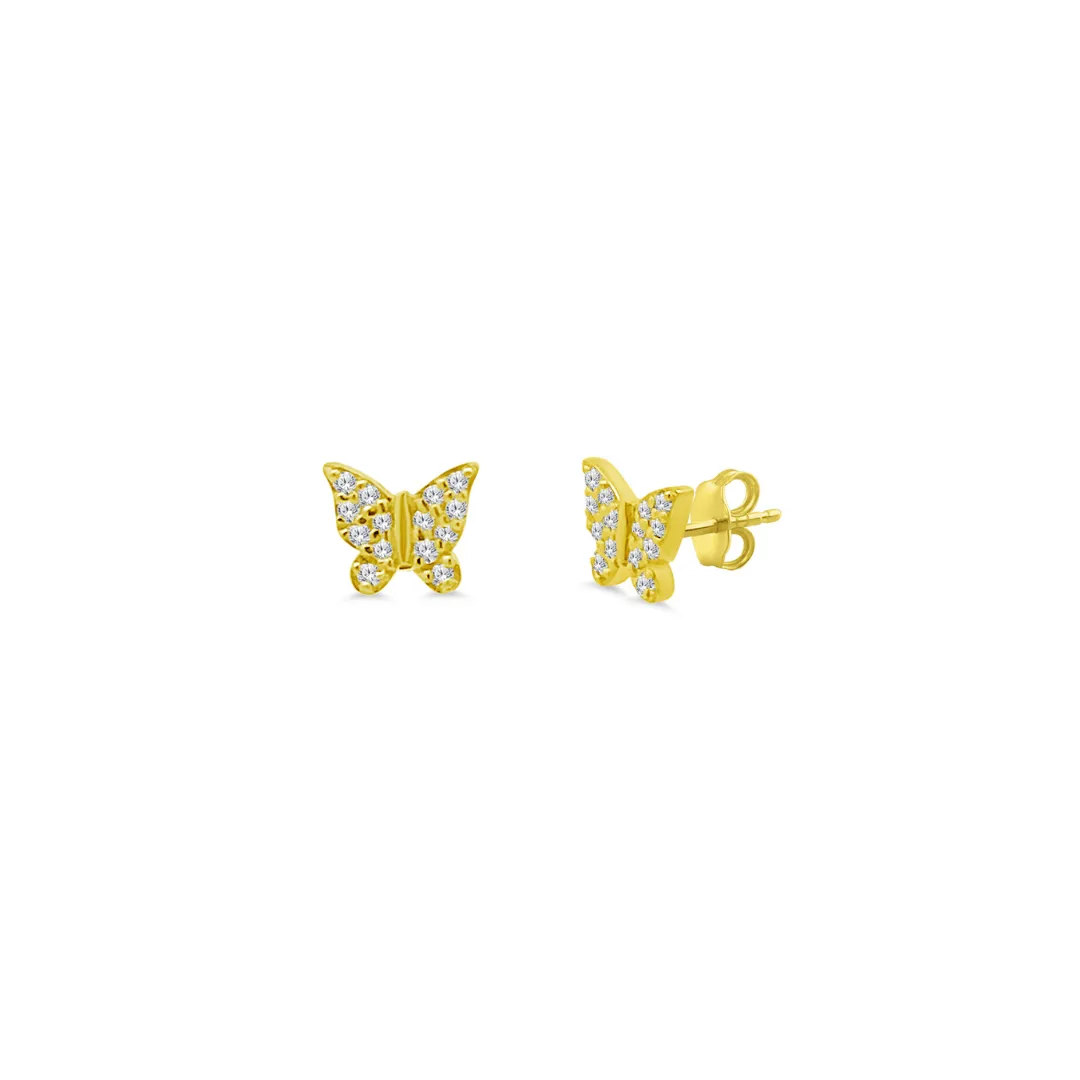 Petite Diamond Butterfly Stud sold by LINDSEY LEIGH JEWELRY