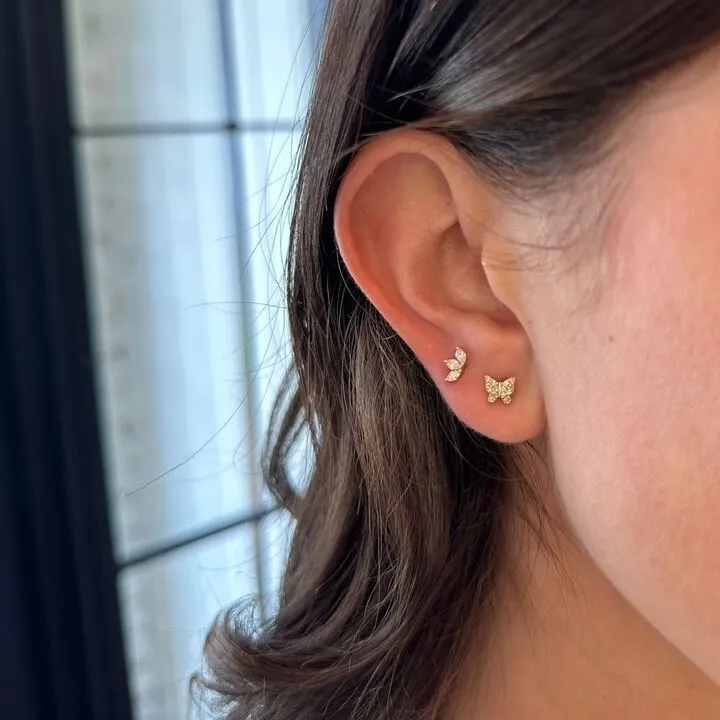 Petite Diamond Butterfly Stud sold by LINDSEY LEIGH JEWELRY product image thumbnail 2