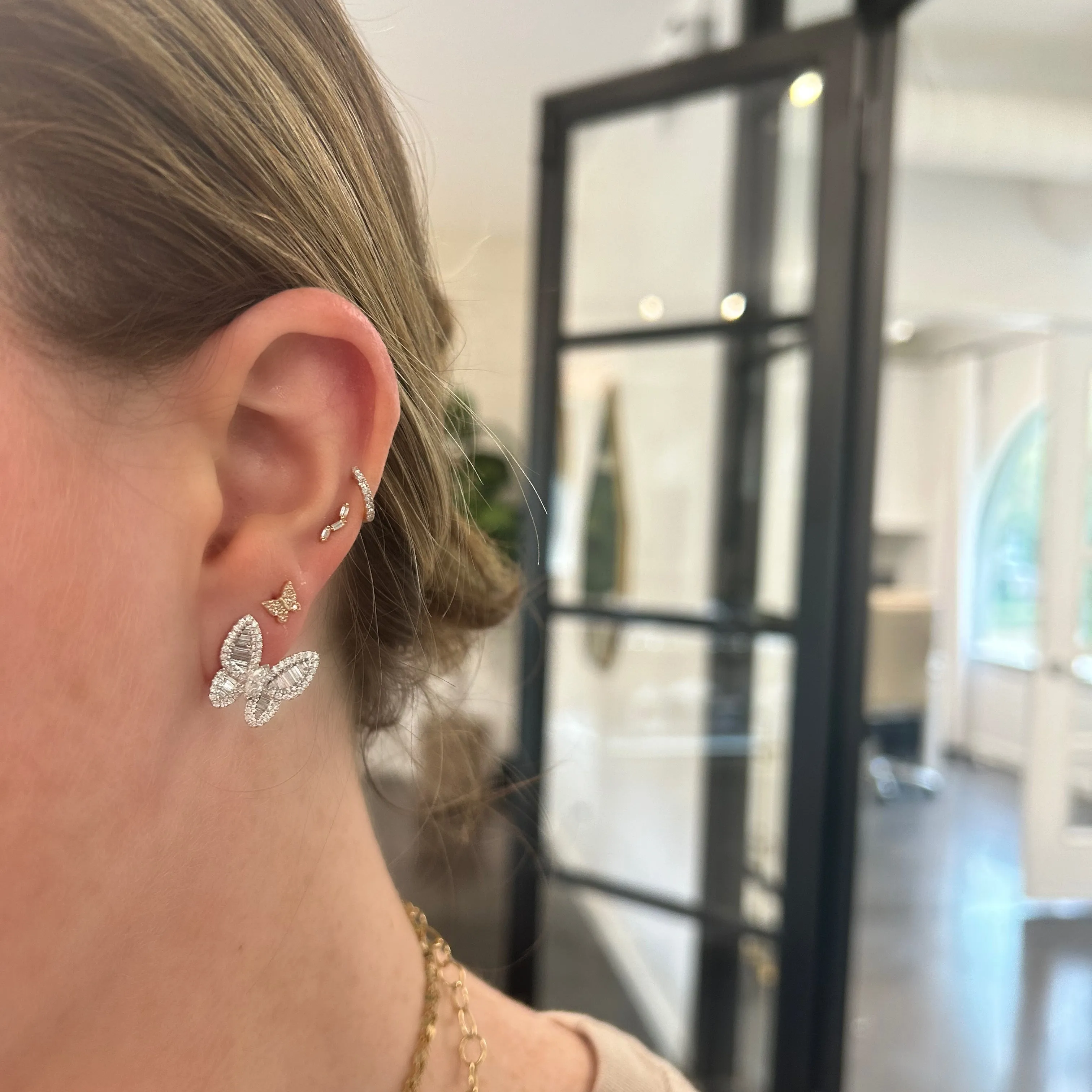 Petite Diamond Butterfly Stud sold by LINDSEY LEIGH JEWELRY product image thumbnail 3