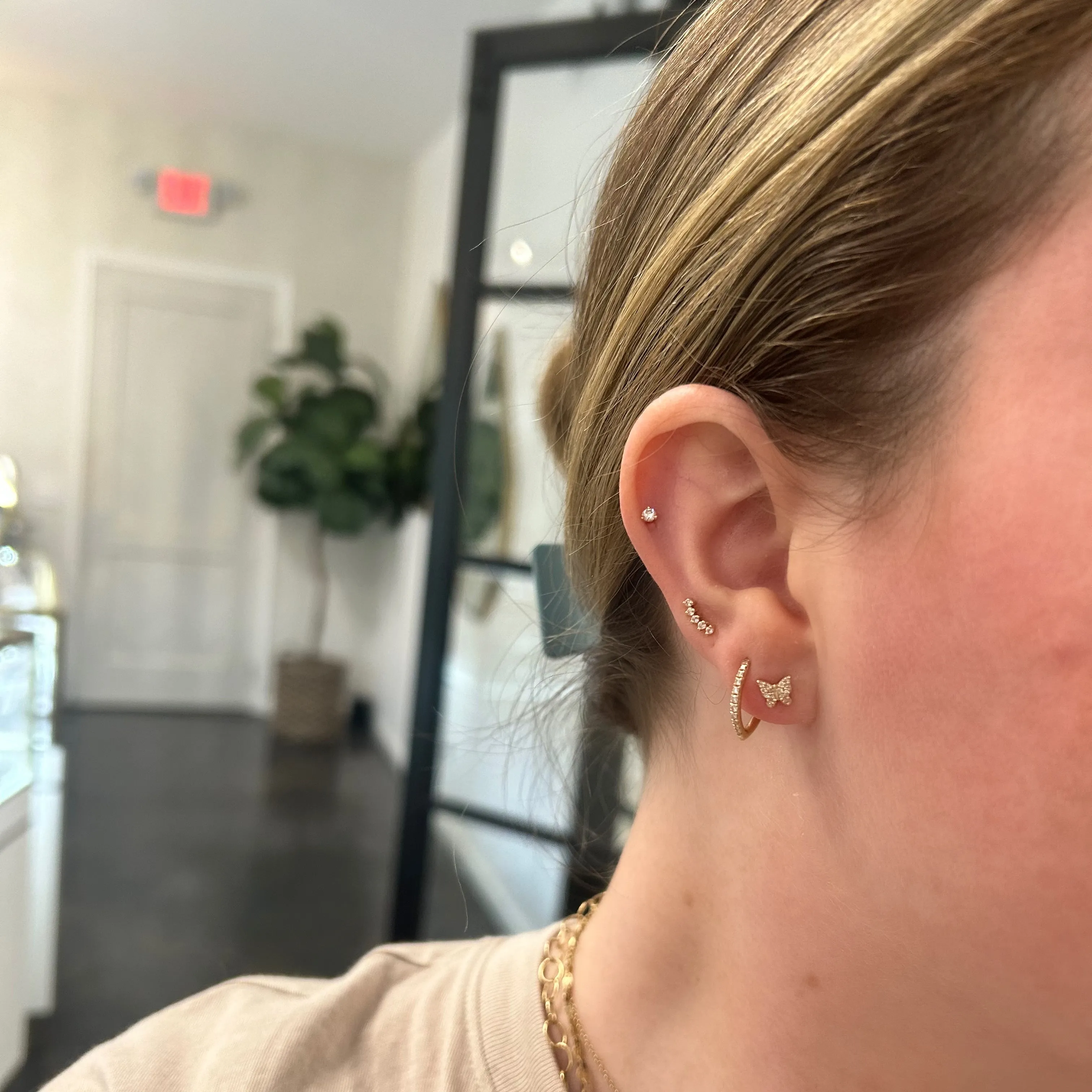 Petite Diamond Butterfly Stud sold by LINDSEY LEIGH JEWELRY product image thumbnail 4