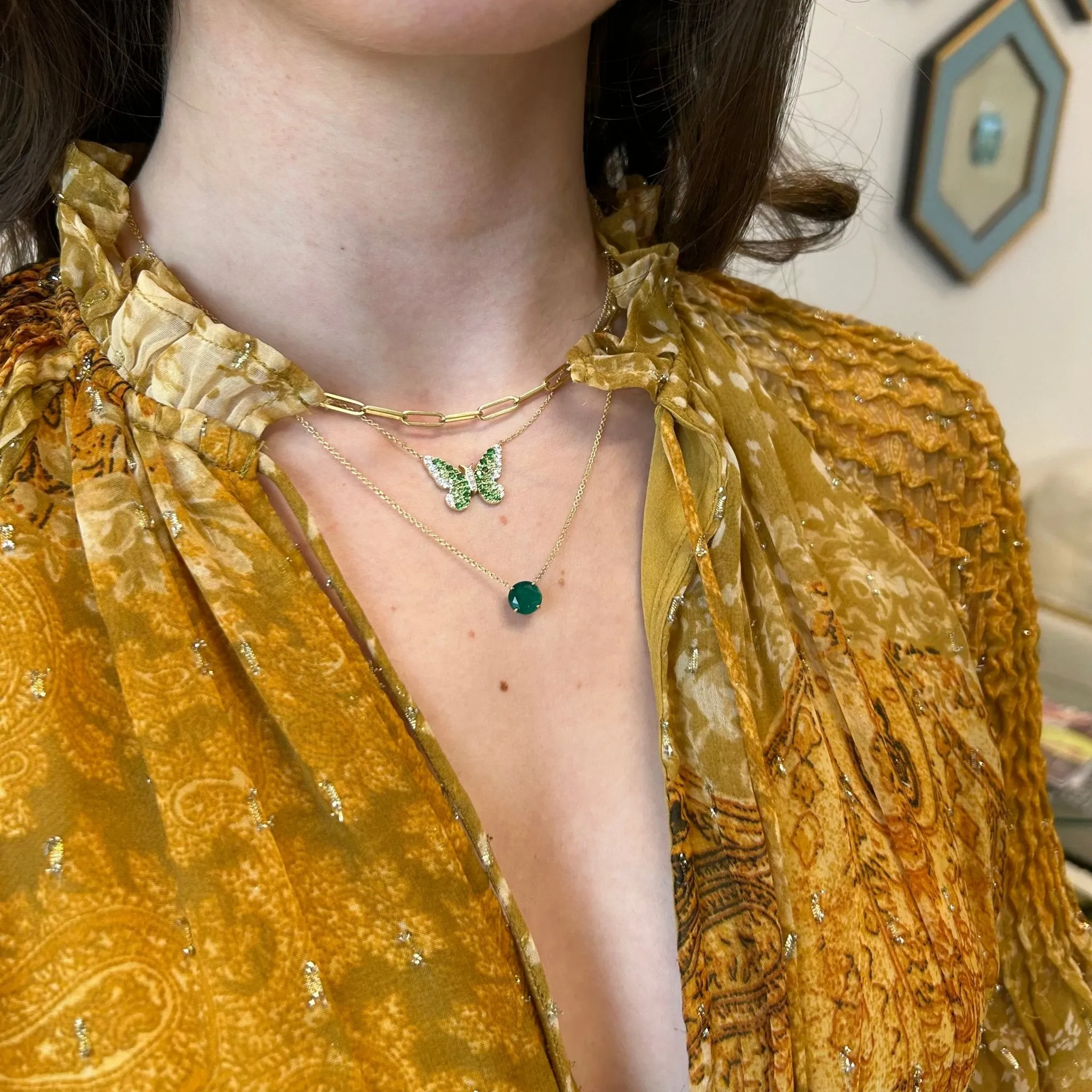 1.81ct Basket Set Colombian Emerald Necklace sold by LINDSEY LEIGH JEWELRY product image thumbnail 2