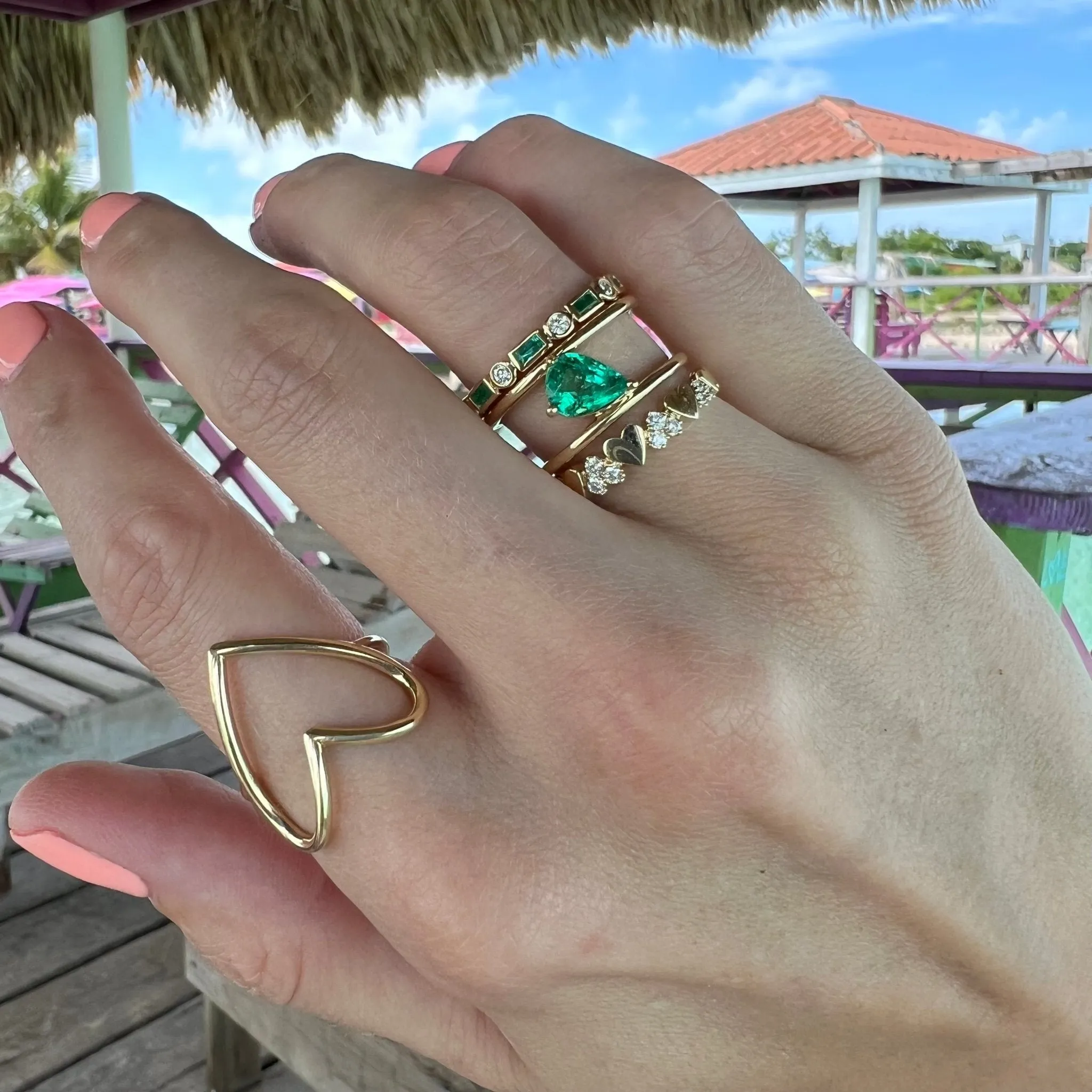 Emerald & Diamond Art Deco Band sold by LINDSEY LEIGH JEWELRY product image thumbnail 3