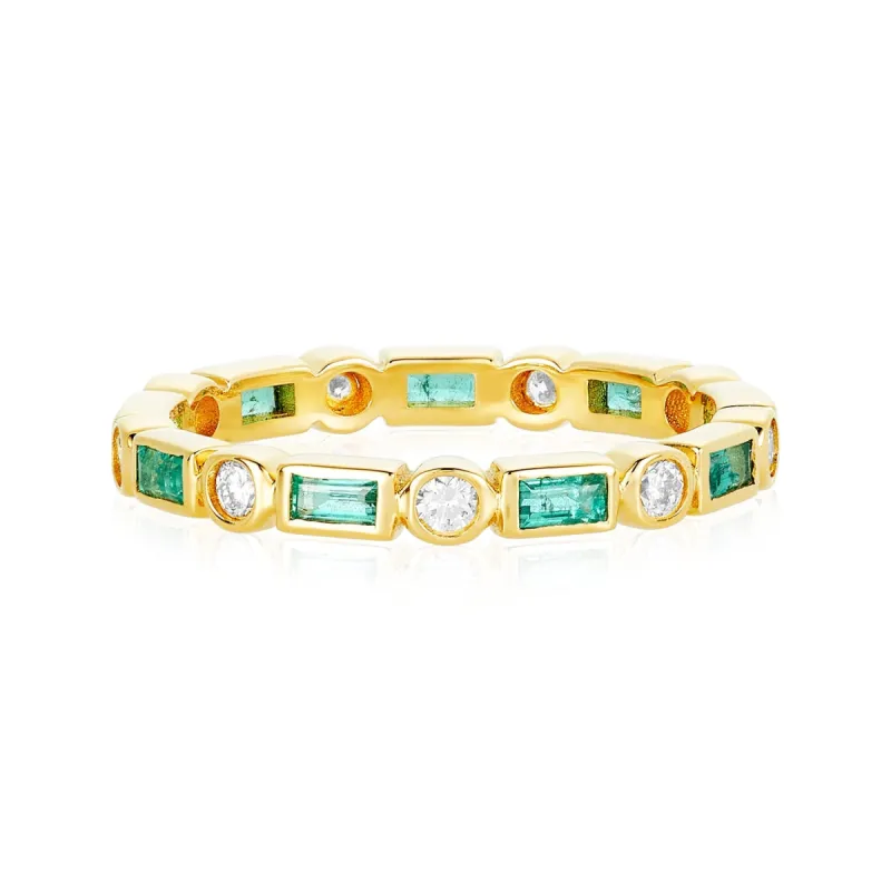 Emerald & Diamond Art Deco Band sold by LINDSEY LEIGH JEWELRY