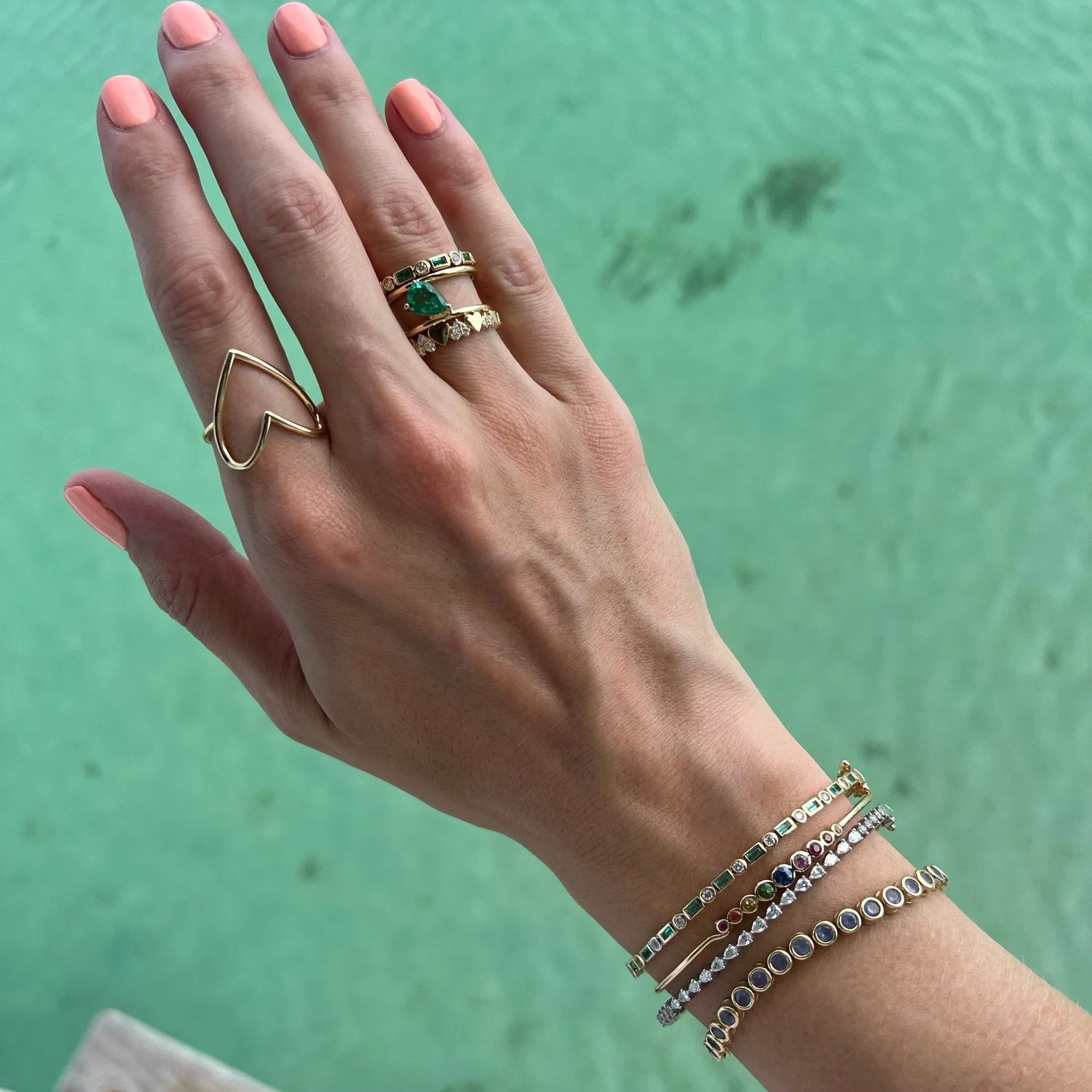 Emerald & Diamond Art Deco Band sold by LINDSEY LEIGH JEWELRY product image thumbnail 2