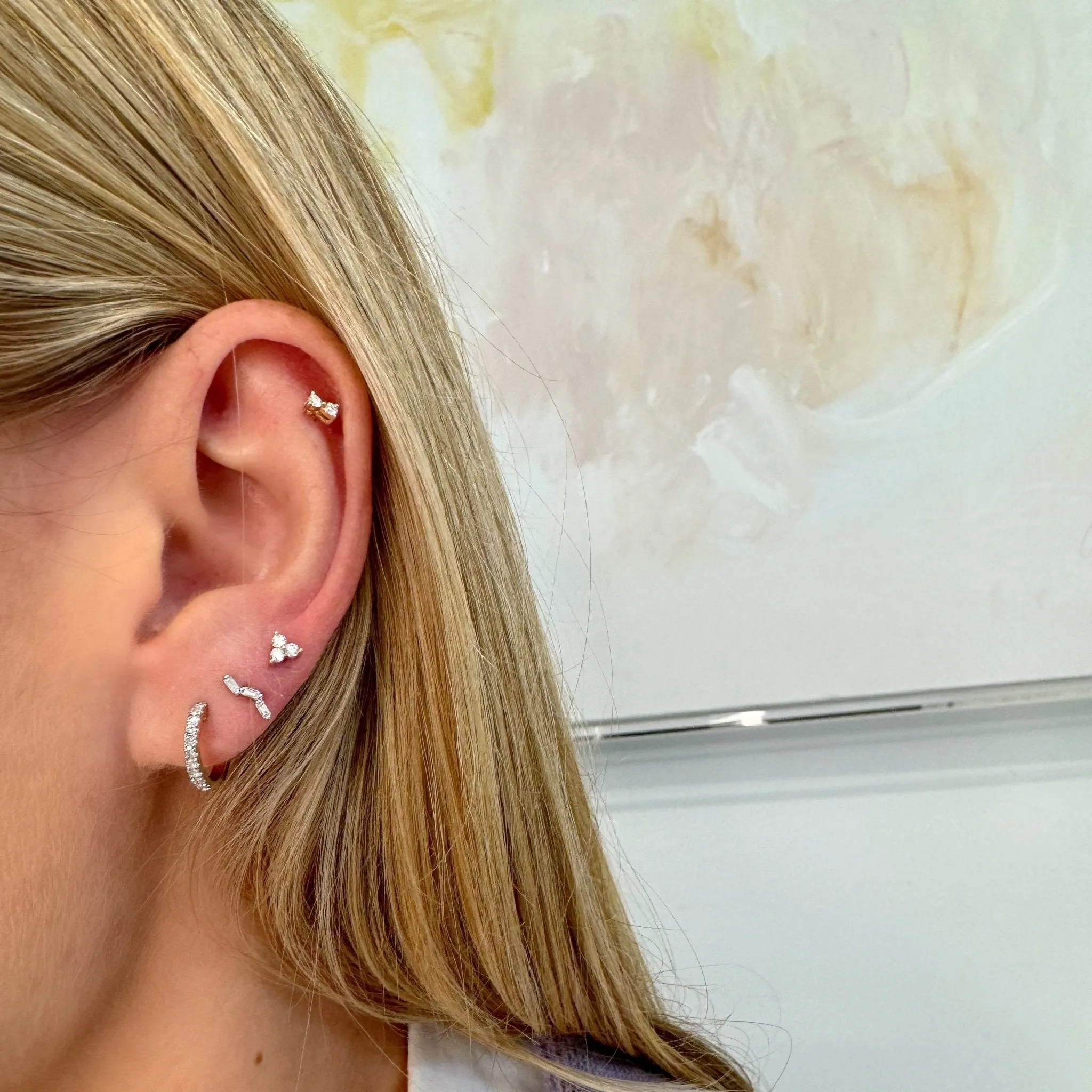 Diamond Trio Studs sold by LINDSEY LEIGH JEWELRY product image thumbnail 2