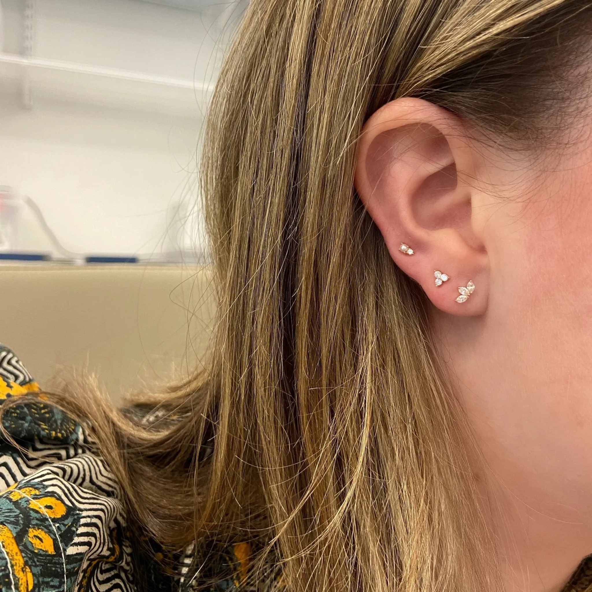 Diamond Trio Studs sold by LINDSEY LEIGH JEWELRY product image thumbnail 5