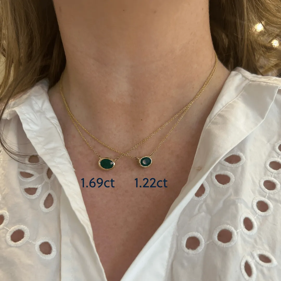 Bezel Set Oval Cut Emerald Necklace sold by LINDSEY LEIGH JEWELRY product image thumbnail 5