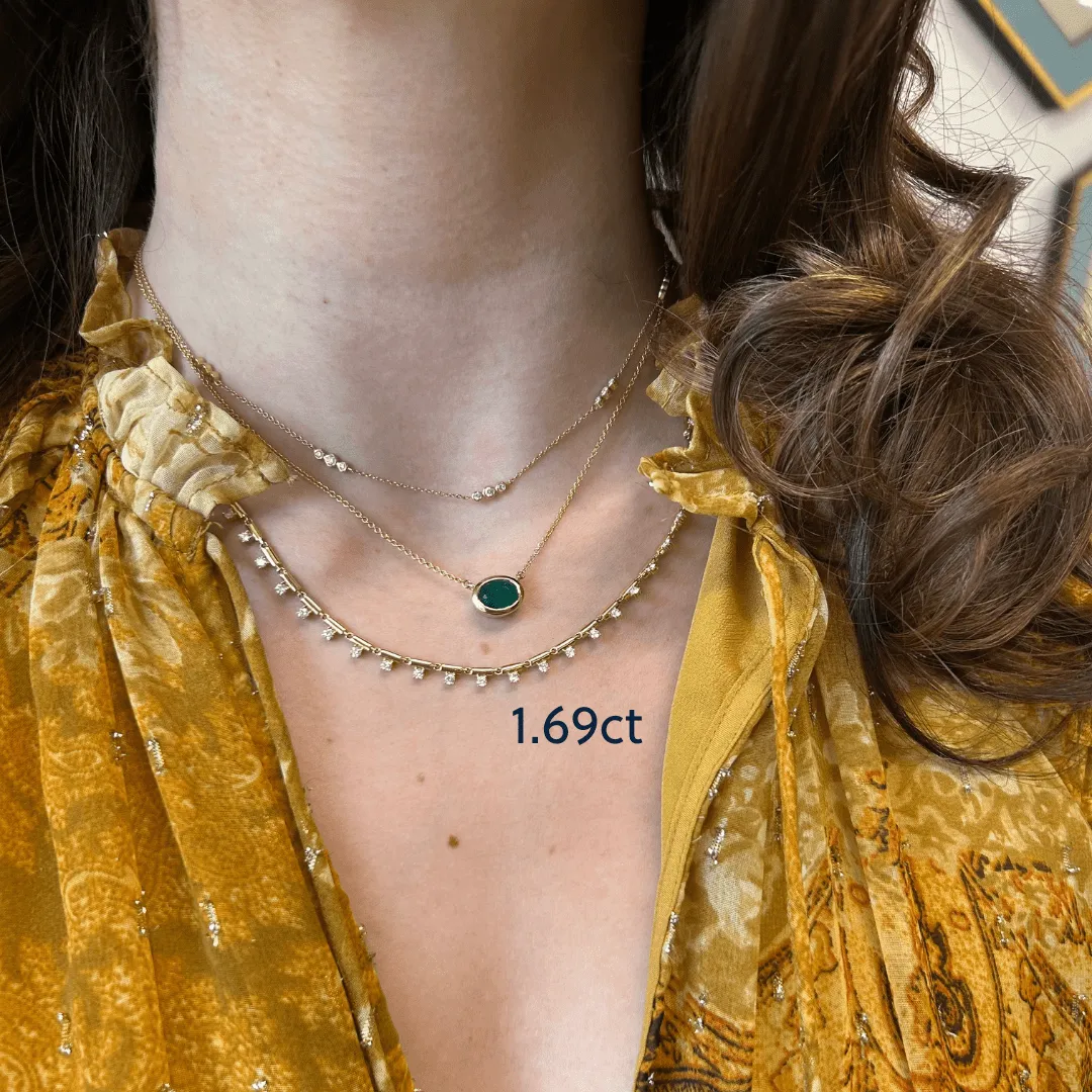 Bezel Set Oval Cut Emerald Necklace sold by LINDSEY LEIGH JEWELRY product image thumbnail 4
