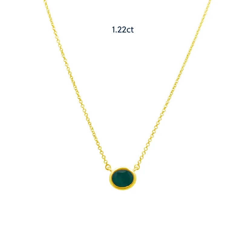 Bezel Set Oval Cut Emerald Necklace sold by LINDSEY LEIGH JEWELRY