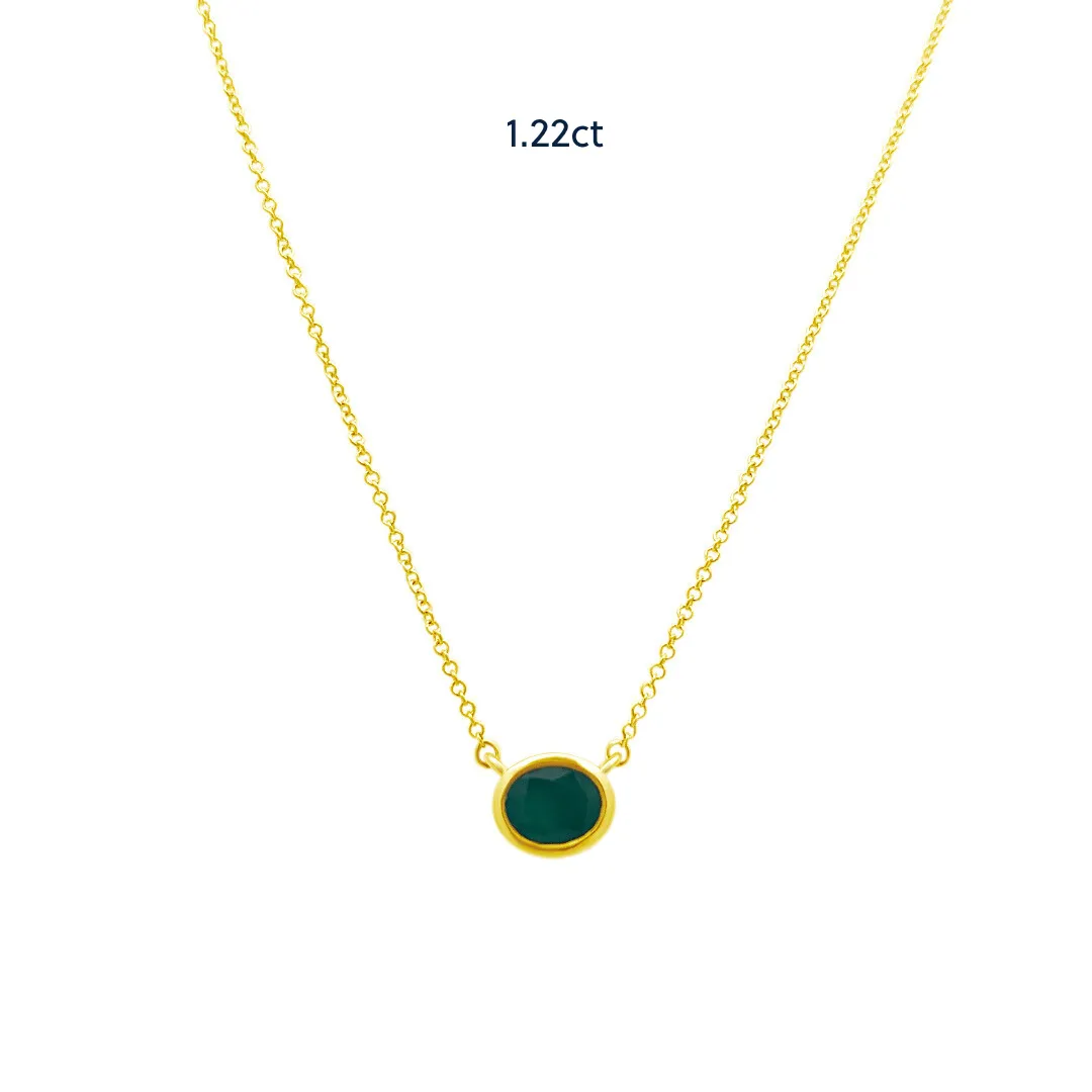 Bezel Set Oval Cut Emerald Necklace sold by LINDSEY LEIGH JEWELRY