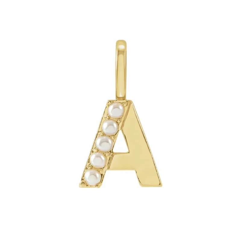 Pearl Accented Initial Charm sold by LINDSEY LEIGH JEWELRY