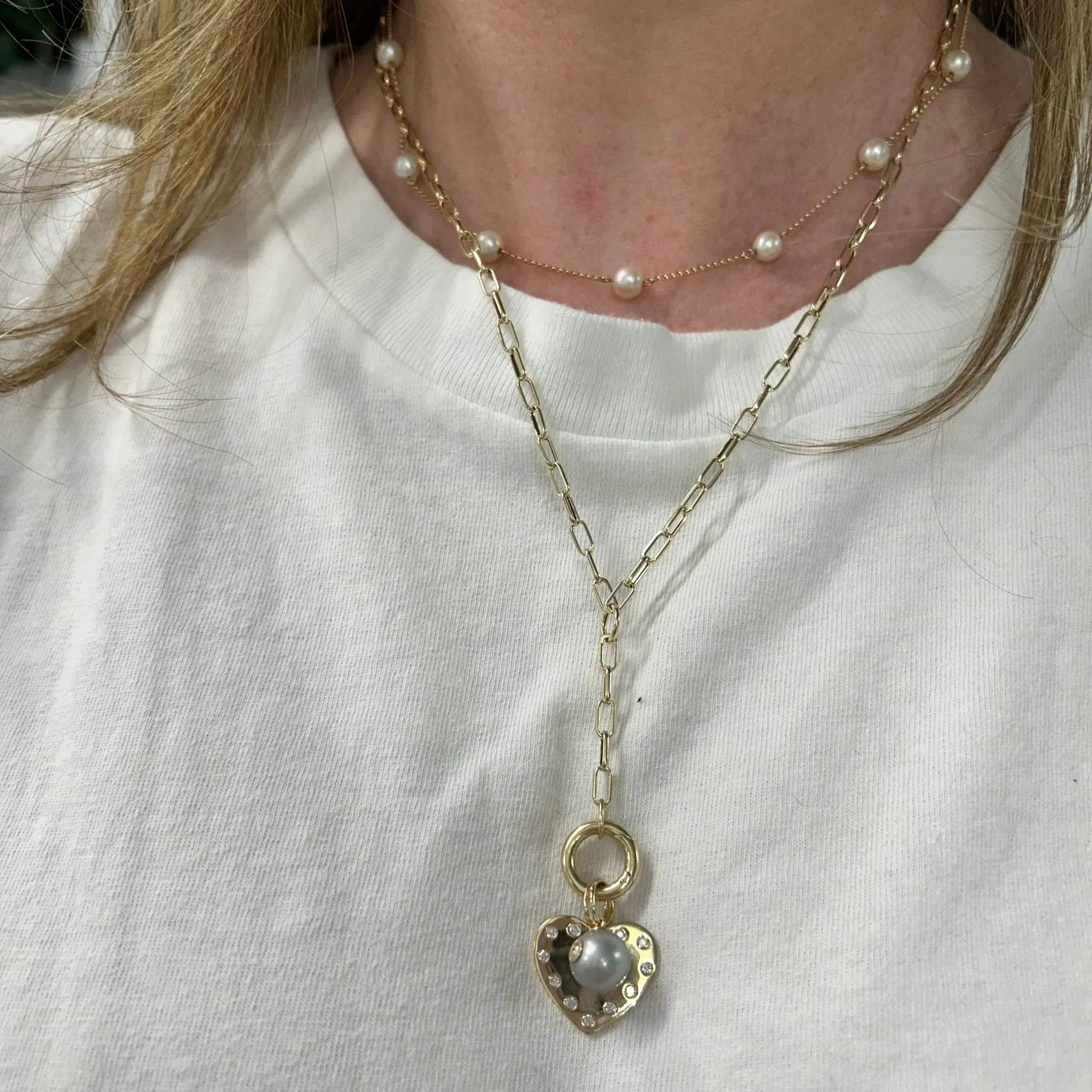 Pearl Charm with Diamond Bezel sold by LINDSEY LEIGH JEWELRY product image thumbnail 5