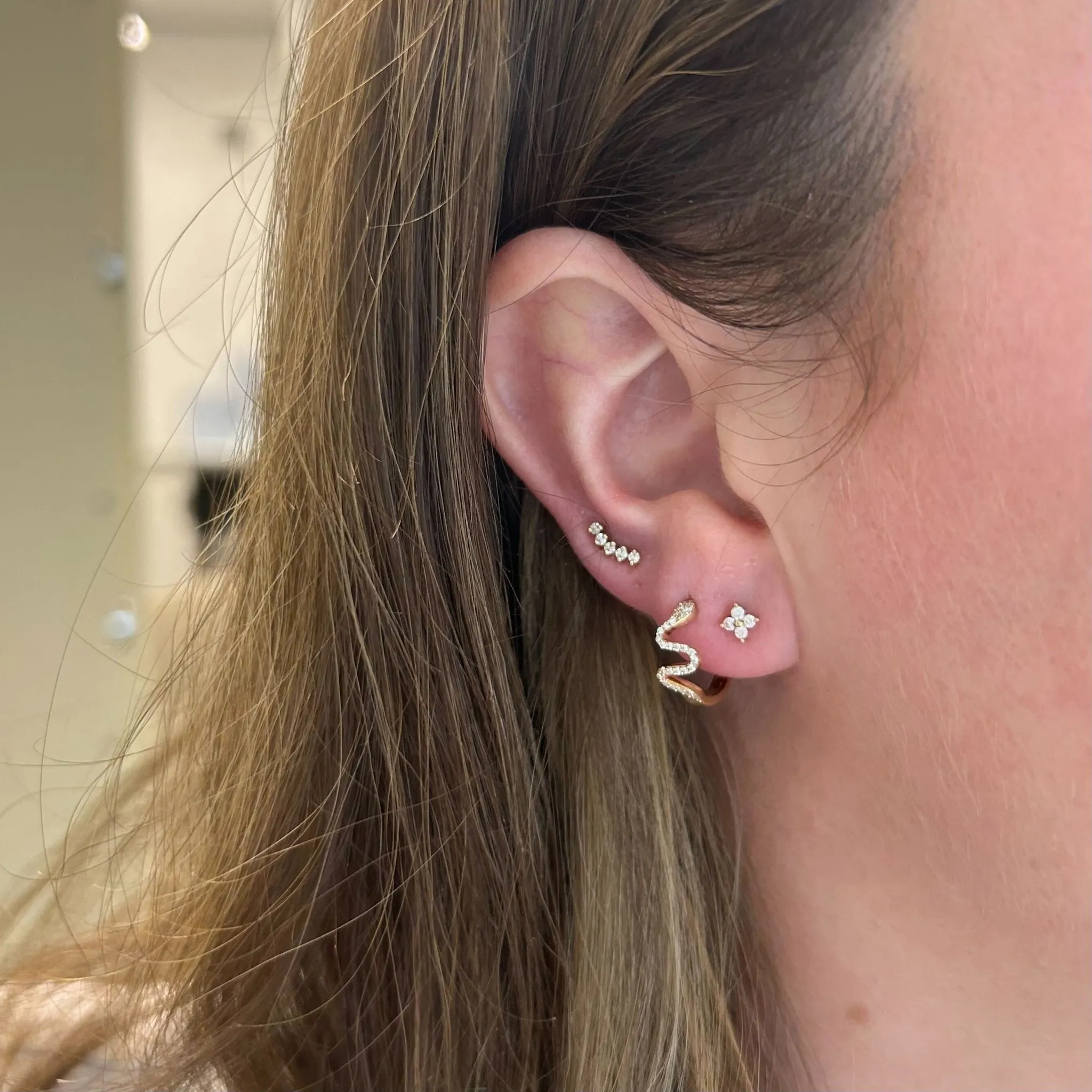 Pave Snake Small Hoops sold by LINDSEY LEIGH JEWELRY product image thumbnail 5