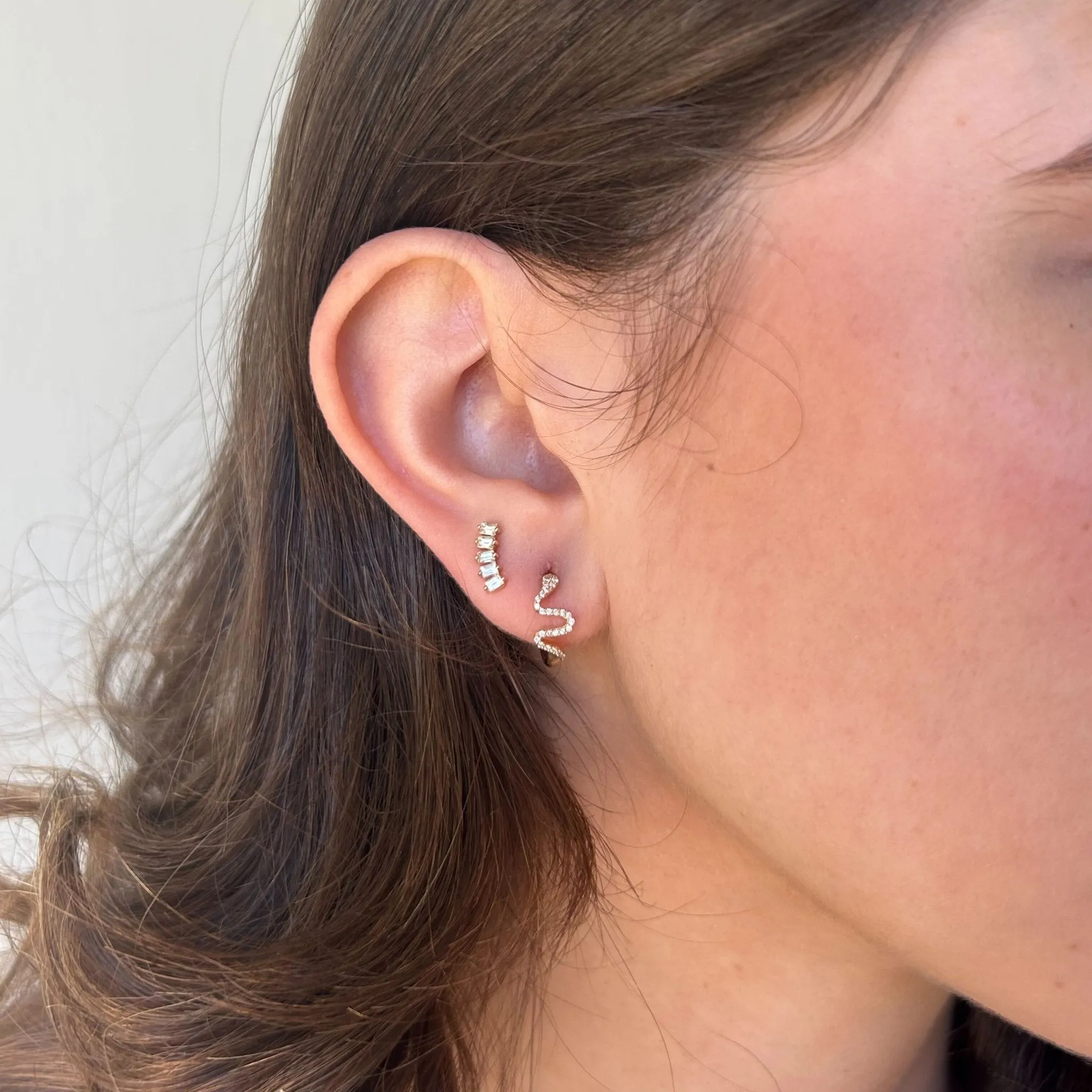 Pave Snake Small Hoops sold by LINDSEY LEIGH JEWELRY product image thumbnail 2