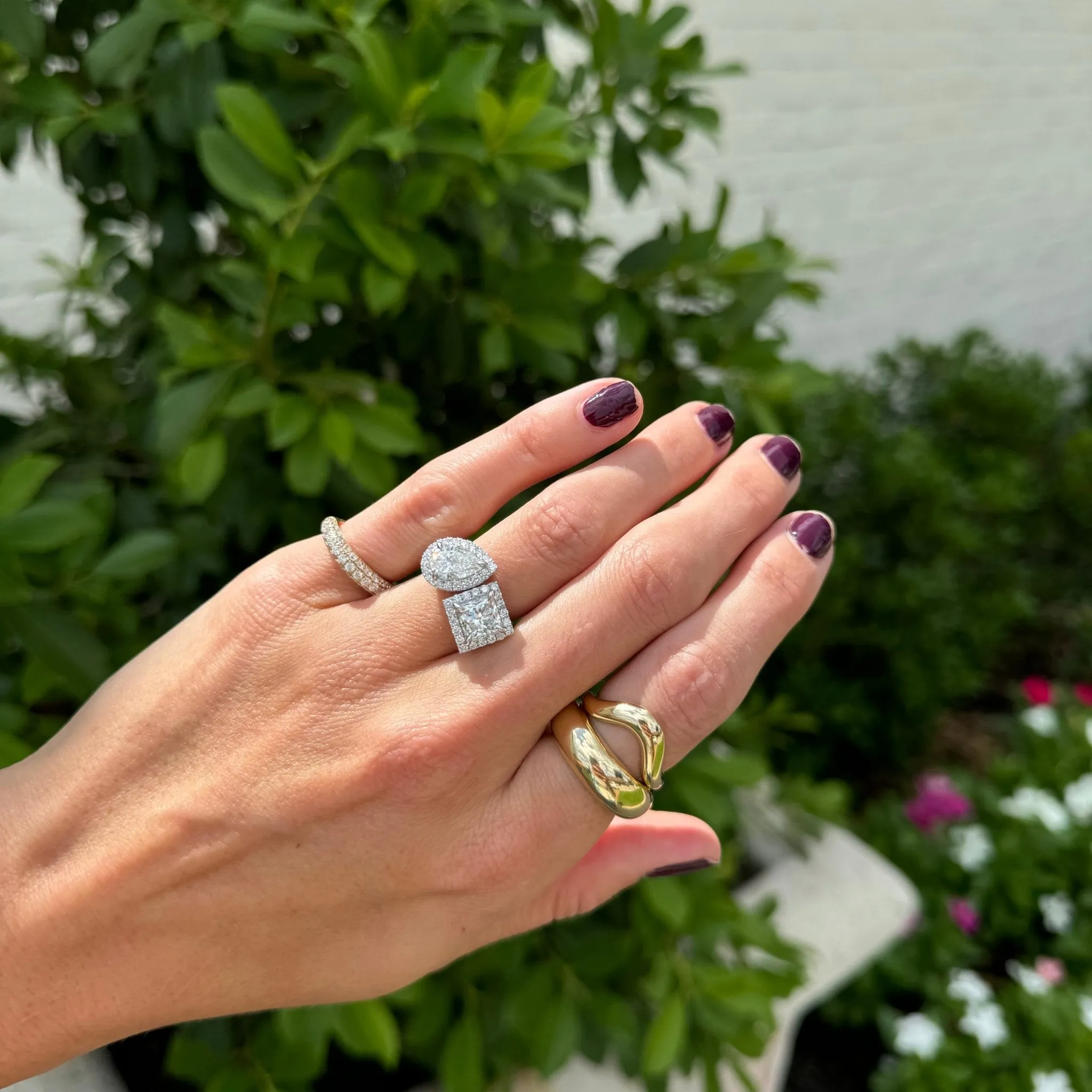 3 Row Diamond Signet Ring sold by LINDSEY LEIGH JEWELRY product image thumbnail 5