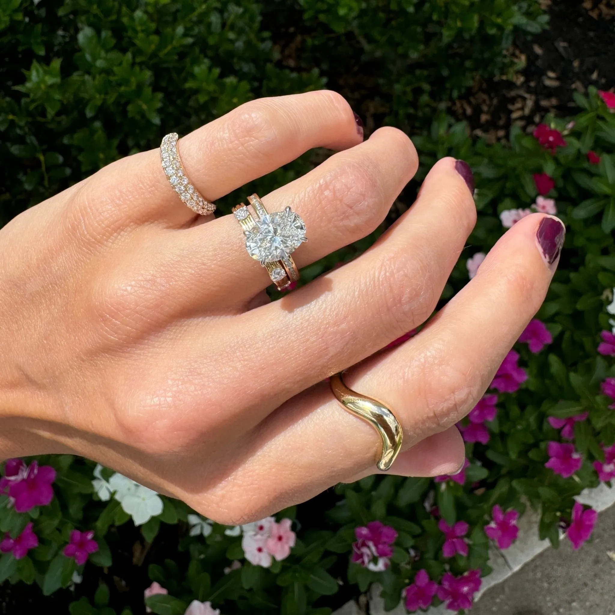 3 Row Diamond Signet Ring sold by LINDSEY LEIGH JEWELRY product image thumbnail 3