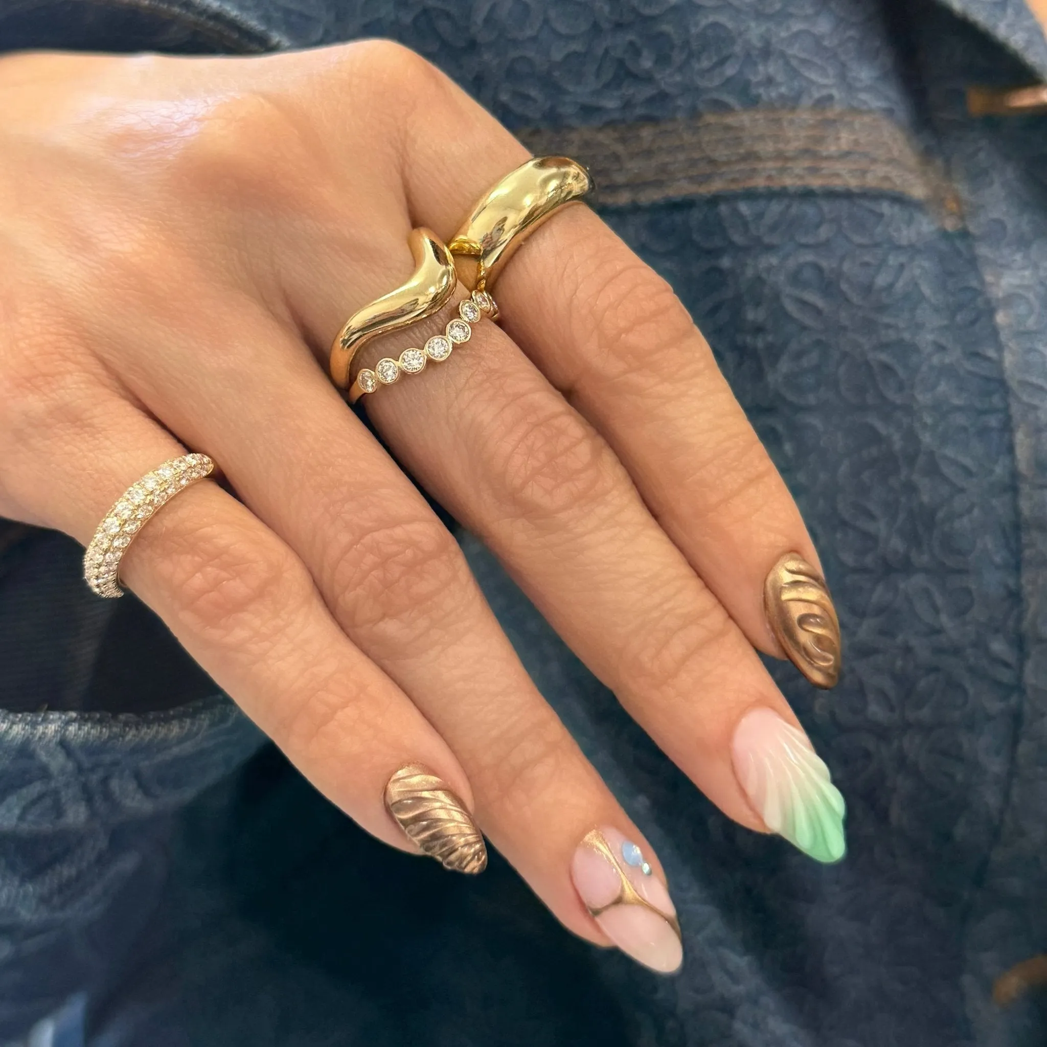 3 Row Diamond Signet Ring sold by LINDSEY LEIGH JEWELRY product image thumbnail 4